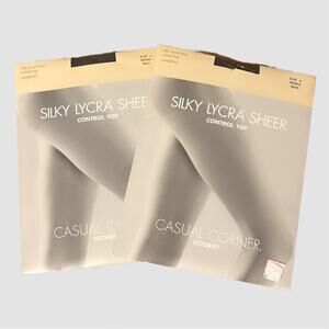 NWT Casual Corner Control Top Hosiery Brown Silky Lycra Size A & B Bundle of Two
